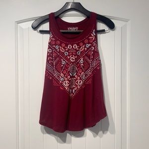 Burgundy Patterned Tank Top